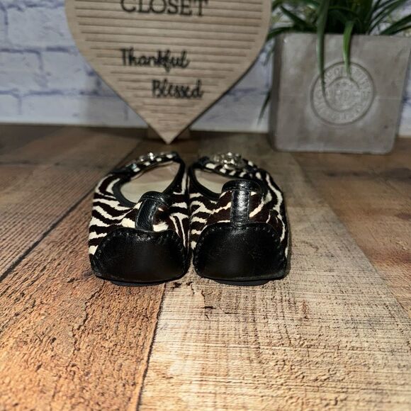 Michael Kors Women's Fulton Printed Hair-calf Moccasin Flats Black/White - Picture 6 of 13